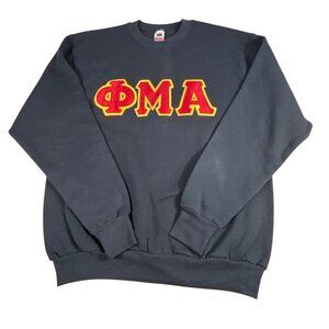VTG Phi Mu Alpha Crewneck Sweatshirt XL Black Red Made In USA Fruit Of The Loom